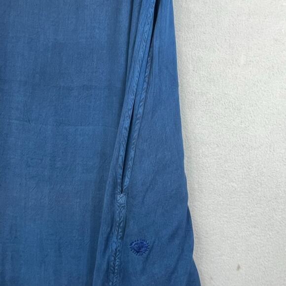 Sakkas Maxi Dress Size S/M Blue Stonewash Fringed Boho India Festival Pockets - Picture 5 of 14